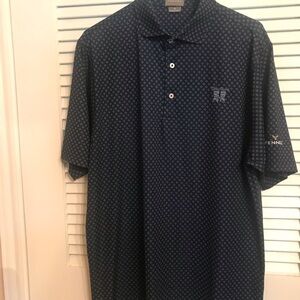 Mens Fennec Navy & Red Color Diamond Design Golf Polo Shirt M Logo